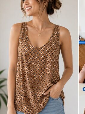LOFT Outlet Printed Sleeveless Tank Top – Size Small
